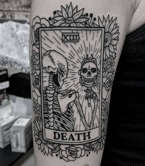 Tarot Card Matching Tattoo, Skeleton Tarot Card Tattoo, Skull Tarot Card Tattoo, Grim Reaper Tarot Card Tattoo, Terrot Card Tattoos, Tarot Card Sun Tattoo, The Devil Tarot Tattoo, Tarot Card Tattoo Design, Tarot Tattoos