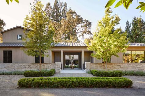 California Contemporary Homes Exterior, Contemporary Farmhouse Exterior, Menlo Park California, Architectural Scale, Transitional Exterior, Modern Ranch, Menlo Park, Modern Farmhouse Exterior, Transitional House