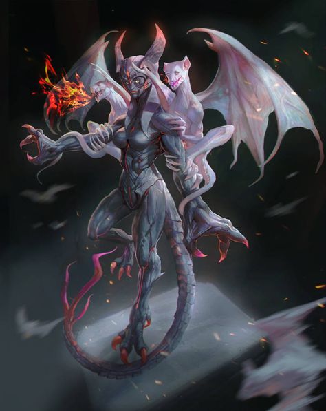 gargoyle queen by XiaoBotong on DeviantArt Gargoyle Female, Gargoyle Drawing, Card Game Illustration, Gargoyles Characters, Boss Monster, Fantasy Demon, Character Design Challenge, Alien Races, Game Illustration