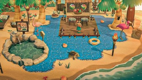 Floating Tiki Bar, Animal Crossing Qr Codes, Motif Acnl, Animal Crossing Wild World, Animal Crossing Villagers, New Animal Crossing, Mermaid Life, Animal Crossing Game, Island Design