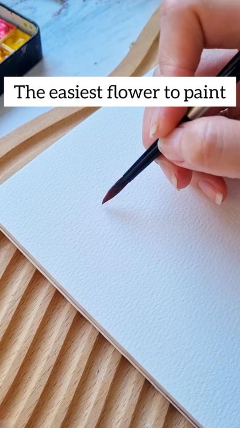 Water Coloring, Easy Flower Painting, Learn Watercolor Painting, Watercolor Flowers Tutorial, Flowers Tutorial, Learn Watercolor, Watercolor Paintings For Beginners, Diy Watercolor Painting, Watercolor Paintings Easy