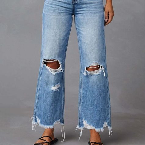 Step into the spotlight with our latest denim drop – these are not your average jeans, they're a statement! Rock the distressed look and own your unique style. Shop now at www.gemthreadsboutique.com and elevate your wardrobe 🌟 Don't forget to tag @gemthreadsboutique or follow us to stay updated on the newest trends and never miss a beat! #distresseddenim #stylestatement #denimdays #gemthreadsfinds #shopthelook Tap that link, revamp your denim game, and show us how you wear it by tagging u... Trousers Aesthetic, Overalls Fit, Female Packing List, Womens Flare Jeans, Style Overalls, Summer Leggings, Denim Jeans Fashion, Denim Jeans Ripped, Stylish Jeans