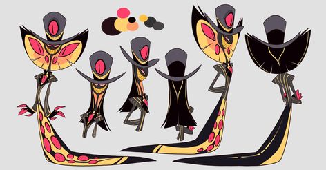 By Vivziepop Sir Pentious, Art Nouveau Flowers, Character Sheets, Reference Sheet, Vivziepop Hazbin Hotel, Barbie Dream, Cartoon Games, Character Sheet, Art Studies