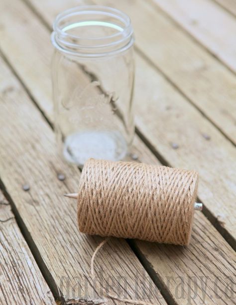 Twine Dispenser, Mason Jar Twine, Jar Garden, Mason Jar Garden, Dispenser Diy, Garden Therapy, Big Bucks, Williams Sonoma, Repurpose