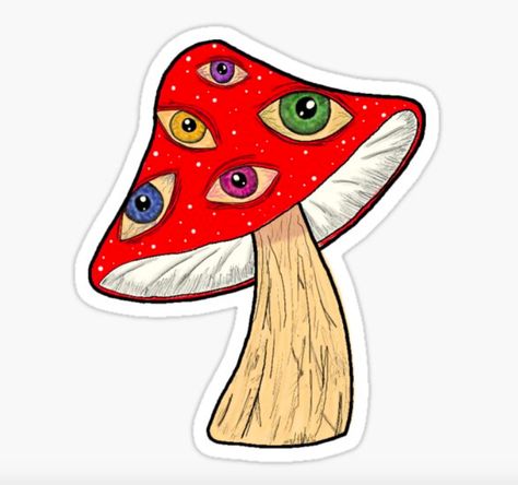 Mushroom With Eyes, Simple Tattoo Ideas, Eyes Sticker, Collage Mural, Trippy Drawings, Arte Indie, Little Mushroom, Mushroom Drawing, Indie Drawings