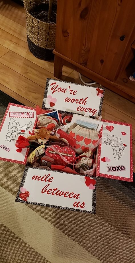 Valentines Care Package, Valentines Day Care Package, Boyfriend Care Package, Deployment Care Packages, Relationship Things, Military Care Package, Valentine Baskets, Military Girlfriend, Bf Gifts