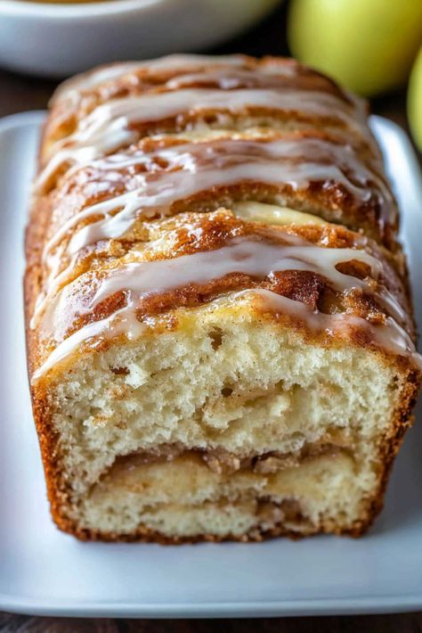 Country Apple Fritter Bread - There’s something magical about the way the kitchen smells when this *Country Apple Fritter Bread* bakes. It’s the kind of aroma that instantly transports me back to my grandmother’s farmhouse, where the kitchen was the heart of the home, and the scent of apples, cinnamon, and warm bread filled the Cinnamon Apple Fritter Bread, Cooked Apple Recipes, Fresh Apple Bread, Yule Food, Dutch Apple Bread Recipe, Country Apple Fritter Bread, Cinnamon Apple Bread, Fruit Bread Recipes, Apple Loaf