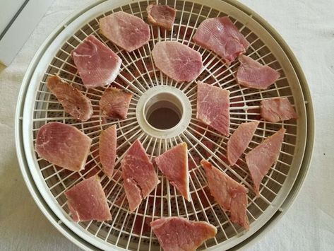 Ham Jerky Recipes, Making Ham, Dehydrated Camping Food, Dehydrated Meat, Jerky Marinade Recipes, Jerky Recipes Dehydrator, Dry Canning, Dehydrating Recipes, Dehydrating Food Storage