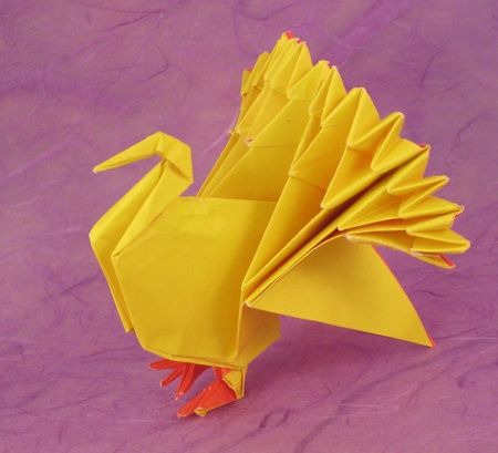 Origami Turkey by Jun Maekawa folded by Gilad Aharoni Origami Turkey, Origami Book, Origami Diagrams, Origami And Quilling, Origami For Beginners, Origami Dragon, Origami Fish, Origami Love, Origami And Kirigami