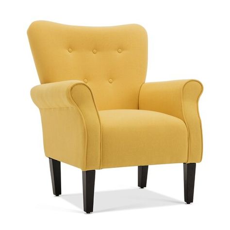 Charlton Home Naumann Armchair & Reviews | Wayfair Yellow Accent Chairs, High Back Armchair, Wrought Iron Patio Chairs, Fabric Accent Chair, Modern Accent Chair, Timeless Luxury, Upholstered Fabric, Upholstered Arm Chair, Single Sofa