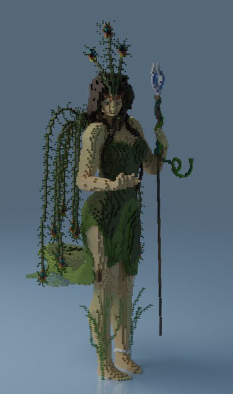 Minecraft Floating Crystal, Fairy Statue Minecraft, Minecraft Human Statue, Minecraft Woman Statue, Big Minecraft Base, Minecraft Goddess Statue, Huge Minecraft Builds, Minecraft Big Building Ideas, Big Minecraft House