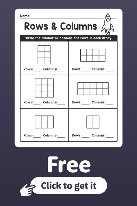 2nd & 1st grade math worksheets Math Arrays For 2nd Grade, Array Worksheets 2nd Grade, Arrays 2nd Grade, Arrays Worksheet, Array Worksheets, Worksheets 2nd Grade, Free Math Printables, Kindergarten Math Free, Kindergarten Colors