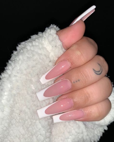 @kayagbayani on Instagram: “deep french 🤍” Deep French Nails Coffin, Deep French Tip Nails Square, Long Tapered Square Nail Designs, Deep French Tip Nails, Deep French Tip, Deep French Nails, French Nails Coffin, Nails Tapered Square, Tapered Square Nails