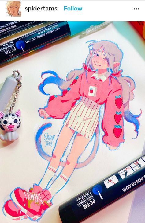 Cute Cartoon Artstyle, Posca Painting, There And Back Again, Acrylic Markers, Posca Art, Arte Sketchbook, Sketchbook Inspiration, My Oc, Cute Art Styles