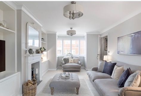 Who says new builds have to be boring and characterless right? this pic was taken by the estate agents of our lounge and I never posted it… Lounge Designs, Ventura Design, Long Narrow Living Room, Rectangle Living Room, Long Living Room, Victorian Living Room, Narrow Living Room, Living Room Themes, Cosy Living Room