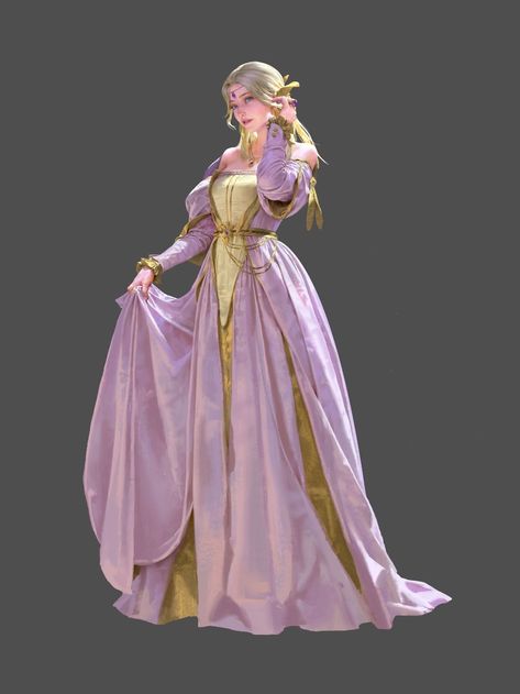 Medieval Inspired Dress, Palace Concept Art, Fantasy Clothing Art, Dress Concept Art, Noble Clothes, Noble Clothing, Purple Dress Outfit, Fantasy Palace, Noble Dress