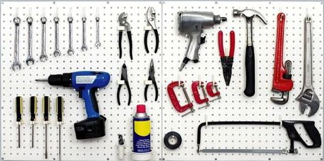 Garage3 Pegboard For Tools, Garage Pegboard Organization, Environmental Wellness, Garage Pegboard, Pegboard Garage, Basement Organization, Organization Systems, Garage Organization Ideas, Garage Organisation