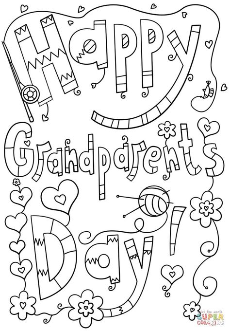 Free, Printable Grandparents Day Coloring Pages Grandparents Day Preschool, Grandparents Day Poem, Grandparents Day Activities, Grandparents Day Cards, Grandparents Day Crafts, Dad Crafts, Sports Coloring Pages, Crayola Coloring Pages, Happy Grandparents Day