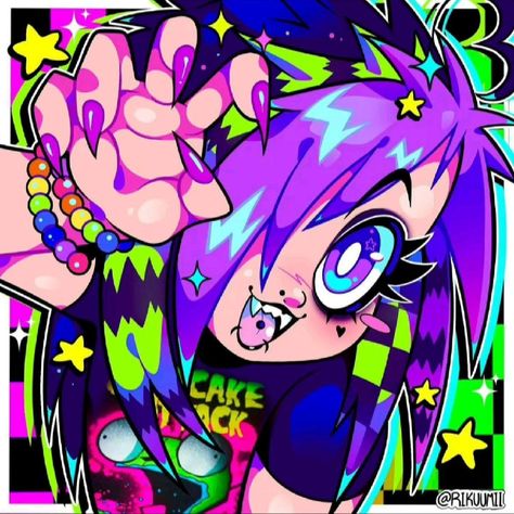 Hypercore Art, Scene Aesthetic Pfp, Scene Art Emo, Scene Kid Pfp, Scene Header, Scene Art Style, Scene Pfps, Scene Kid Aesthetic, Scene Oc