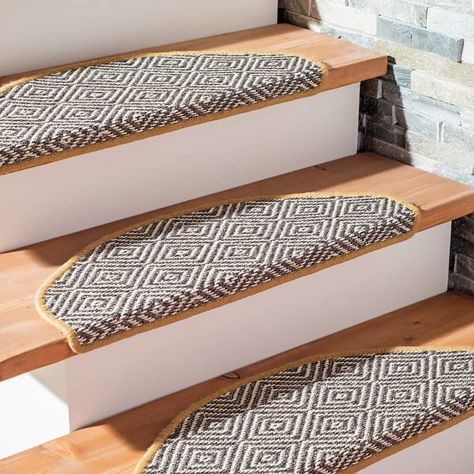 SAFAVIEH Handmade Soila 9" x 26" Sisal Stair Treads - On Sale - Bed Bath & Beyond - 37794083 Gray Stairs, Stair Tread Rugs, Staircase Decor, Stair Tread, Border Rugs, Leather Accent Chair, Solid Wood Coffee Table, Austin Design, Stair Treads