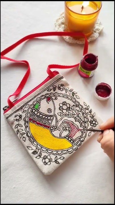 DIY Sling bag with Madhubani motif design Diy Sling Bag, Motif Design, Sling Bag, Sewing, Design