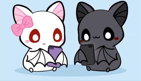 Goth X Kawaii Couple, Pastel X Goth Couple, Cute Bat Character, Goth Love Art, Goth And Kawaii Couple, Emo Couple Art, Goth Pfp Matching, Girlfriend Relatable, Goth Couple Art