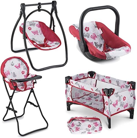 Litti Pritti 4 Piece Set Baby Doll Accessories - Includes Baby Doll Swing, Baby Doll High Chair, Doll Pack N Play, Baby Doll Carrier – 18 inch Doll Accessories for 3 Year Old Girls and Up: Toys & Games Baby Doll Car Seat, Baby Doll Crib, Baby Doll Furniture, Doll High Chair, Baby Doll Carrier, Baby Doll Strollers, Baby Doll Set, Baby Doll Nursery, Doll Crib