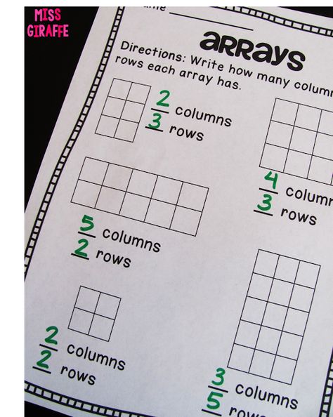 Columns and rows and other arrays worksheets and activities - lots of great ideas on this post Rows And Columns, Math Instructional Strategies, Arrays Activities, Array Worksheets, Primary Maths Activities, Teaching Multiplication, Math Multiplication, Singapore Math, Mental Math