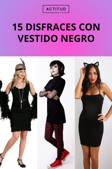 Arma disfraces de Halloween con vestido negro; hay más opciones de las que crees. Ideas Disfraz Mujer, Costumes With Black Dress, Disfrases Caseros Mujer Ideas, Ideas Halloween Disfraces, Disfraces Halloween Faciles, Halloween Costumes Black Dress, Ideas Disfraces Halloween, Outfits Para Halloween, Black Dress Costume Ideas