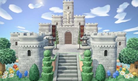 Building A Castle, Hyrule Castle, Creative Chaos, Ac New Leaf, Animal Crossing Guide, Animal Crossing Wild World, City Folk, Island Theme, Castle Tower