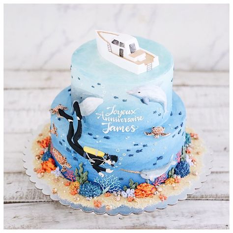 Ivenoven on Instagram: “Just keep diving 😘😘 . . . . #ivenoven #cakecakecake #birthdaycake #buttercreamcake #cakejakarta #cakesurabaya #diving#divingindonesia…” Scuba Diver Cake, Scuba Diving Cake, Scuba Cake, Diving Cake, Buttercream Cake, Diver, Kids Birthday, Diving, Birthday Cake