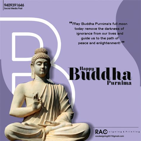 Buddha Purnima Post, Buddha Purnima Creative Ads, Buddha Jayanti, Happy Buddha Purnima, Mahavir Jayanti, Buddha Purnima, Happy Buddha, Psychic Development, Creative Poster