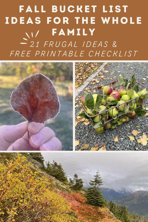 Fall Bucket List Ideas for the Whole FamilyThis fall bucket list is full of budget friendly activities the whole family will enjoy! From apple picking to pajama day this is the list you are looking for. Grab your free printable checklist here! Free Printable Bucket List, Fall Bucket List Ideas, Fall Cabin, Fall Family Activities, Sustainable Crafts, Printable Bucket List, Fall Family Fun, Fall Clean Up, Cabin Vibes