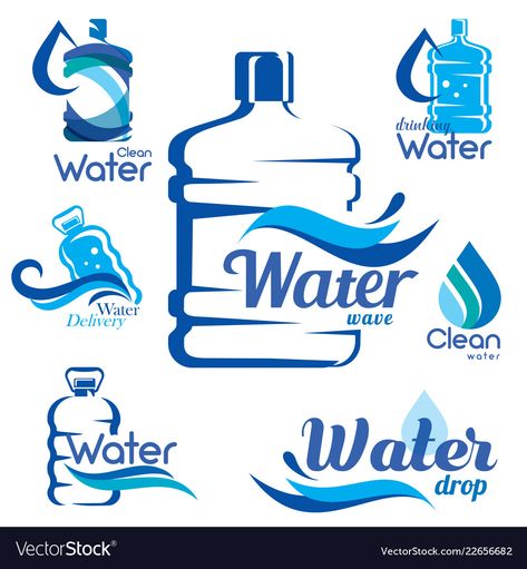 Water Refilling Logo, Water Refilling Station Design Logo, Water Logo Design Ideas, Drink Label Design, Water Logo Design, Water Bottle Logos, Logo Design Water, Aqua Logo, Save Water Poster