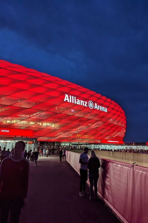 Outside the Allianz Arena in Munich Bayern Munich Stadium, Allianz Stadium, Bayern Munchen, Fc Bayern Munich, Football Stadium, Football Stadiums, Soccer Pictures, Soccer Games, Munich Germany