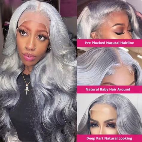 🌟 Elevate your style with our stunning Virgin Brazilian Deep Wave Human Hair Frontal Lace Wig! 🌟 Shop now https://chicfinessin.myshopify.com/products/virgin-brazilian-human-hair-colored-wigs-transparent-hd-lace-grey?utm_source=copyToPasteBoard&utm_medium=product-links&utm_content=web and experience the ultimate blend of luxury and comfort with our Transparent HD Lace - Front Grey Wig. Whether you're aiming for a sleek look or glamorous waves, this wig is perfect for any occasion. Don't miss... Hair Frontal, Wig Shop, Grey Wig, Lace Front Human Hair Wigs, Brazilian Body Wave, Colored Wigs, Lace Front Human Hair, Wigs For Women, Brazilian Human Hair