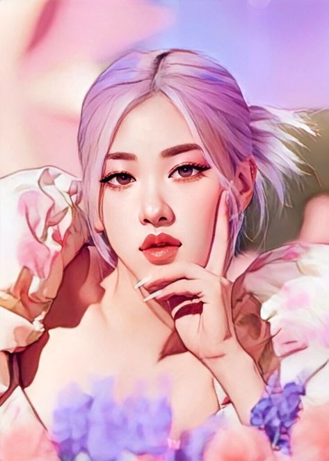 Kpop Sketchbook, Rose Fanart, Blackpink Fan Art, Blackpink Art, Pink Drawing, Blackpink Fanart, Pink Wallpaper Girly, Black Pink Background, Celebrity Drawings