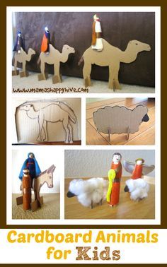 A fun and easy craft tutorial for creating cardboard animals for kids. This craft is part of the 25 Hands-On Nativity Lessons for Kids countdown series. - www.mamashappyhive.com Cardboard Nativity, Camel Craft, Nativity Tree, Cardboard Animals, Nativity Costumes, Bethlehem Christmas, Diy Montessori, Diy Nativity, Bible Story Crafts