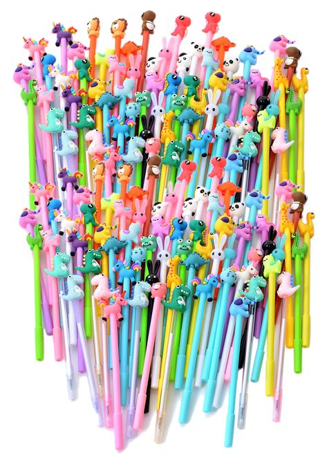 PRICES MAY VARY. Package includes: you will get 140 pieces of cute cartoon gel ink pens.Size: each pen is in different length of around 6 - 8 inch, pocket size that is portable, can be carried to anywhere Unique design: 35 styles, each style 4pcs. Come with a cute look Each color has a different expression,Unique and lovely.Sufficient quantity and colors meet different needs. Suitable gifts: the cartoon animal fruit creative expression gel Ink pens are cute and full of chic and attractive atmosp Good Pens, Animal Writing, Emo Accessories, Animal Fruit, Amazon Things, Butterfly Art Painting, Kids Office, Kawaii Pens, Gel Ink Pens