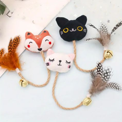 Cute Cat Toys Feather Bell Teaser Hemp Rope Bite resistant - Temu Kitten Supplies, Cat Cleaning, Interactive Cat Toys, Pet Kitten, Catnip Toys, Hemp Rope, Cat Plush, Little Puppies, Cat Supplies