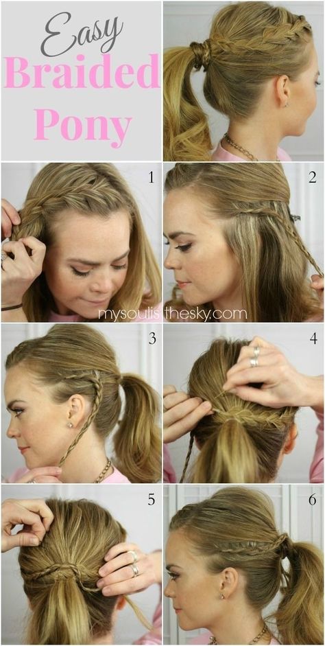 Basic Hairstyles Schools, Cute Easy Ponytails, Braid Tutorials, Basic Hairstyles, Ponytail Hairstyles Tutorial, Chic Ponytail, Braided Pony, Ponytail Tutorial, Super Easy Hairstyles