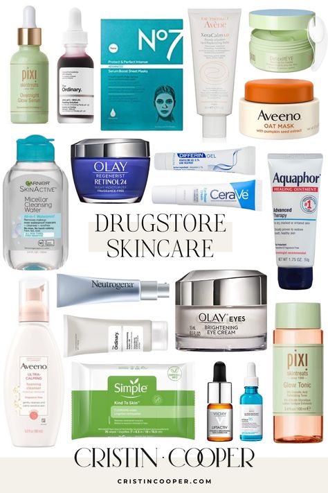 Skincare Drugstore Products, Cvs Skin Care Products, Best Drugstore Serum, Best Drugstore Face Wash, Drugstore Cleanser, Best Drugstore Face Moisturizer, Best Drugstore Skin Care, Drugstore Retinol, Best Face Cleanser