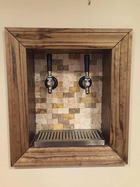 Beer Tap In Wall v1.0 - Imgur Brewery Bar, Wine Tap, Tiny House Company, Basement Pub, Beer Wall, Bar Tile, Beer Fridge, Tap Wall, Modern Basement