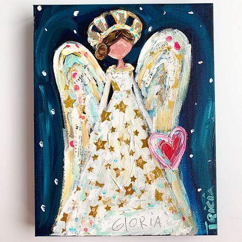 Trisha Robinson Art, Tricia Robinson Art, Whimsical Images, Hope Painting, Whimsical Faces, Angel Paintings, Angel 11, Star Angel, Textured Paint