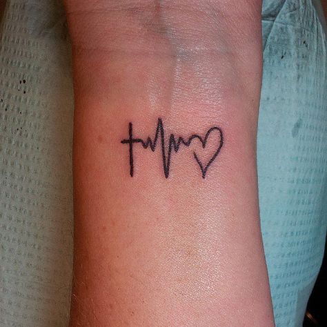 Heartbeat Tattoo D Tattoos, Heartbeat Tattoos, Heartbeat Tattoo Design, Cap Tattoo, Heartbeat Tattoo, Nurse Tattoo, Small Tattoos With Meaning, Wrist Tattoos For Guys, Inspiration Tattoos