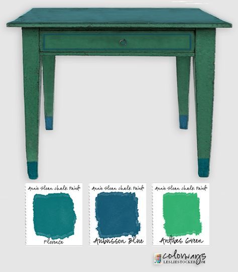 Annie Sloan Blues and Greens Annie Sloan Chalk Paint Colors, Antibes Green, Chalk Paint Colors, Chalk Paint Projects, Annie Sloan Paints, Paint Color Palettes, January 3, Chalk Paint Furniture, Annie Sloan Chalk Paint