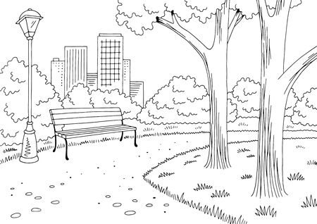 Lake Graphic, Black White Landscape, House Cartoon, White Bench, Children Park, White Landscape, Landscape Sketch, City Drawing, Black And White Landscape