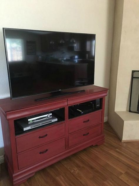 Patio Entertaining, Pet Feeding Station, Dresser Tv Stand, Repurposed Dresser, Dresser With Tv, Diy Dresser Makeover, Corner Tv Stand, Corner Tv, How To Store Shoes