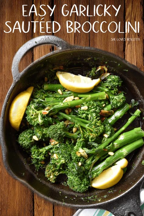 Easy Garlicky Sauteed Broccolini || Quick and Easy recipe || How to cook Broccolini || sauteed broccolini | broccolini recipe side dish #shelovesbiscotti #broccolini #vegan #glutenfree #healthyeating #greenvegetables #sides #Italian #garlic #sauteed Broccolini Sauteed, Brocolini Recipes, How To Cook Broccolini, Broccolini Recipe, Broccoli Recipes, Vegetable Sides, Healthy Side Dishes, Veggie Dishes, Vegetable Side Dishes