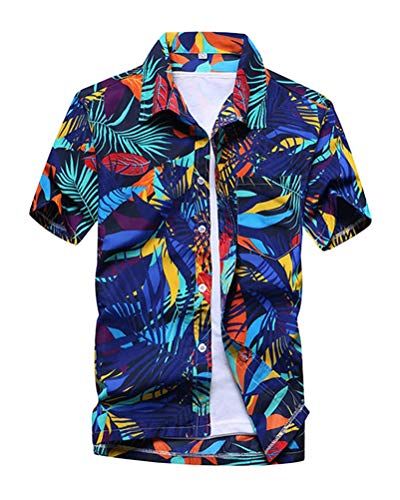 ShallGood Homme Chemise Hawaienne Fleurs Été Casual Manches Courtes Funky Chemise Hawaïenne Imprimer Plage Palmiers P... Mens Trousers Fashion, Male Shirts, Mens Office Wear, Mens Beach Shirts, Vacation Clothing, Mens Summer Fashion Beach, Kemeja Lelaki, Floral Shirts, Men Sport Pants